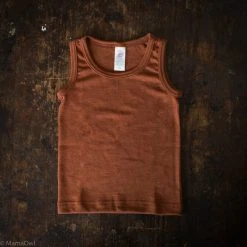 SISKIN By Engel Exclusive Organic Merino Wool & Silk Sleeveless Top - Deep Rust Kids Wool
