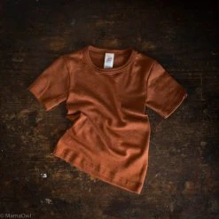 SISKIN By Engel Kids Wool Exclusive Organic Merino Wool & Silk SS Top - Deep Rust