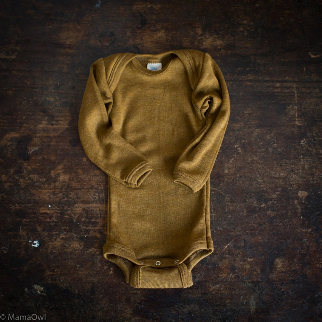 SISKIN By Engel Exclusive Organic Merino Wool & Silk Baby Body - Deep Ochre Baby Wool