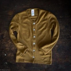 SISKIN By Engel Kids Wool Exclusive Organic Merino Wool & Silk Kids Cardigan - Deep Ochre