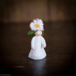 Fairies Toys Handmade Wool Fairy With Flower Headdress - Common Daisy - White