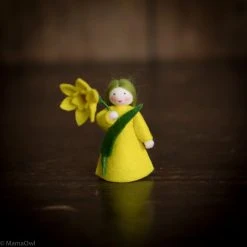 Fairies Toys Handmade Wool Fairy Holding Flower - Daffodil - White