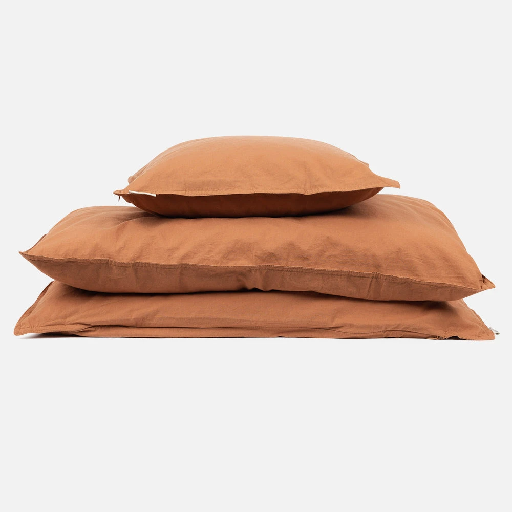 Studio Feder Organic Cotton Duvet & Pillow Cover - Caramel - Junior Size Home & Baby Care