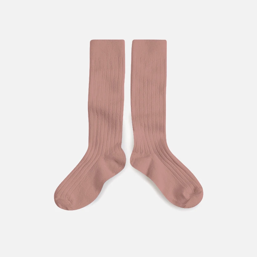 Collegien Cotton & Linen Babies & Kids Cotton Knee Socks - Rosewood