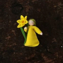 Fairies Toys Handmade Wool Fairy Holding Flower - Daffodil - White