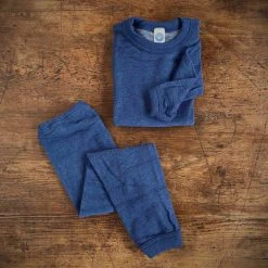 Cosilana Organic Merino Wool Terry Pyjama Set - Blue