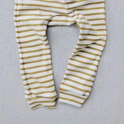 Mabo Organic Cotton Leggings - Natural/Chartreuse Stripe