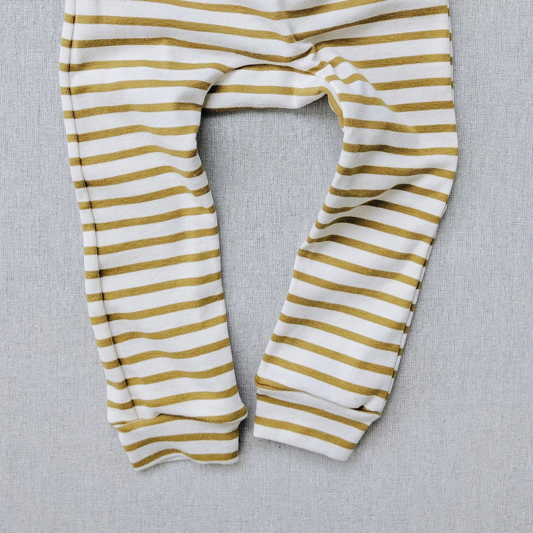 Mabo Organic Cotton Leggings - Natural/Chartreuse Stripe
