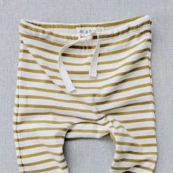 Mabo Organic Cotton Leggings - Natural/Chartreuse Stripe