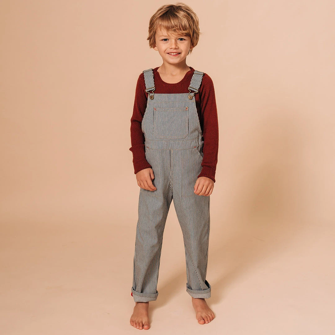 Monty & Co Cotton Porter Dungaree - Indigo Stripe Cotton & Linen