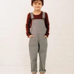 Monty & Co Cotton Porter Dungaree - Indigo Stripe Cotton & Linen