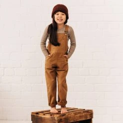 Monty & Co Cotton Porter Dungaree - Tan Cotton & Linen