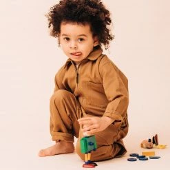 Monty & Co Cotton Engineer Boilersuit - Tan Cotton & Linen