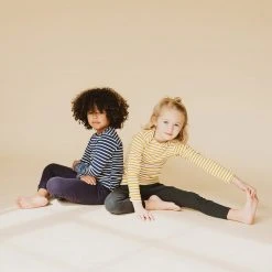 Mabo Organic Cotton LS Tee - Natural/Chartreuse Stripe Cotton & Linen