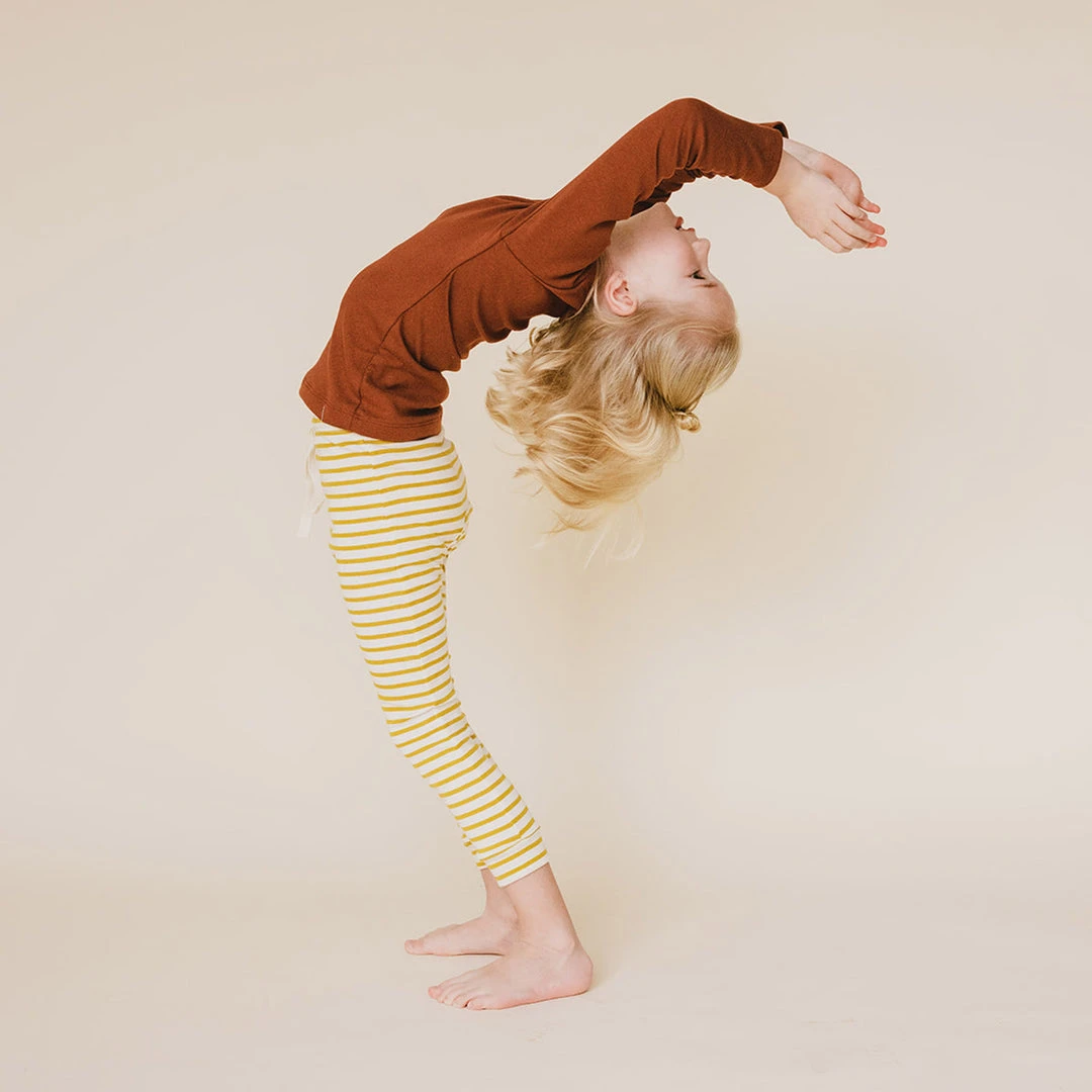 Mabo Organic Cotton Leggings - Natural/Chartreuse Stripe