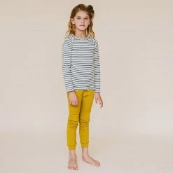 Mabo Organic Cotton LS Tee - Natural/Azure Stripe