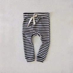 Mabo Organic Cotton Leggings - Charcoal/Natural Stripe