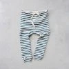 Mabo Cotton & Linen Organic Cotton Leggings - Natural/Azure Stripe