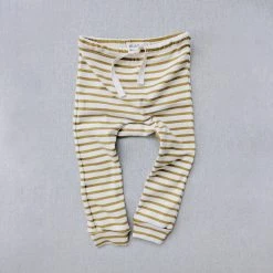 Mabo Organic Cotton Leggings - Natural/Chartreuse Stripe
