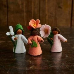 Fairies Toys Handmade Wool Fairy Holding Flower - Snowdrop - Brown