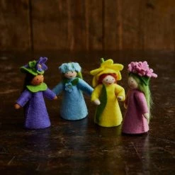 Fairies Toys Handmade Wool Fairy With Flower Headdress - Daffodil - White