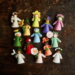 Fairies Handmade Wool Fairy Holding Flower - Crocus - Black