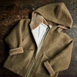 Huttelihut Wool Felt Hooded Jacket - Mole Baby Wool