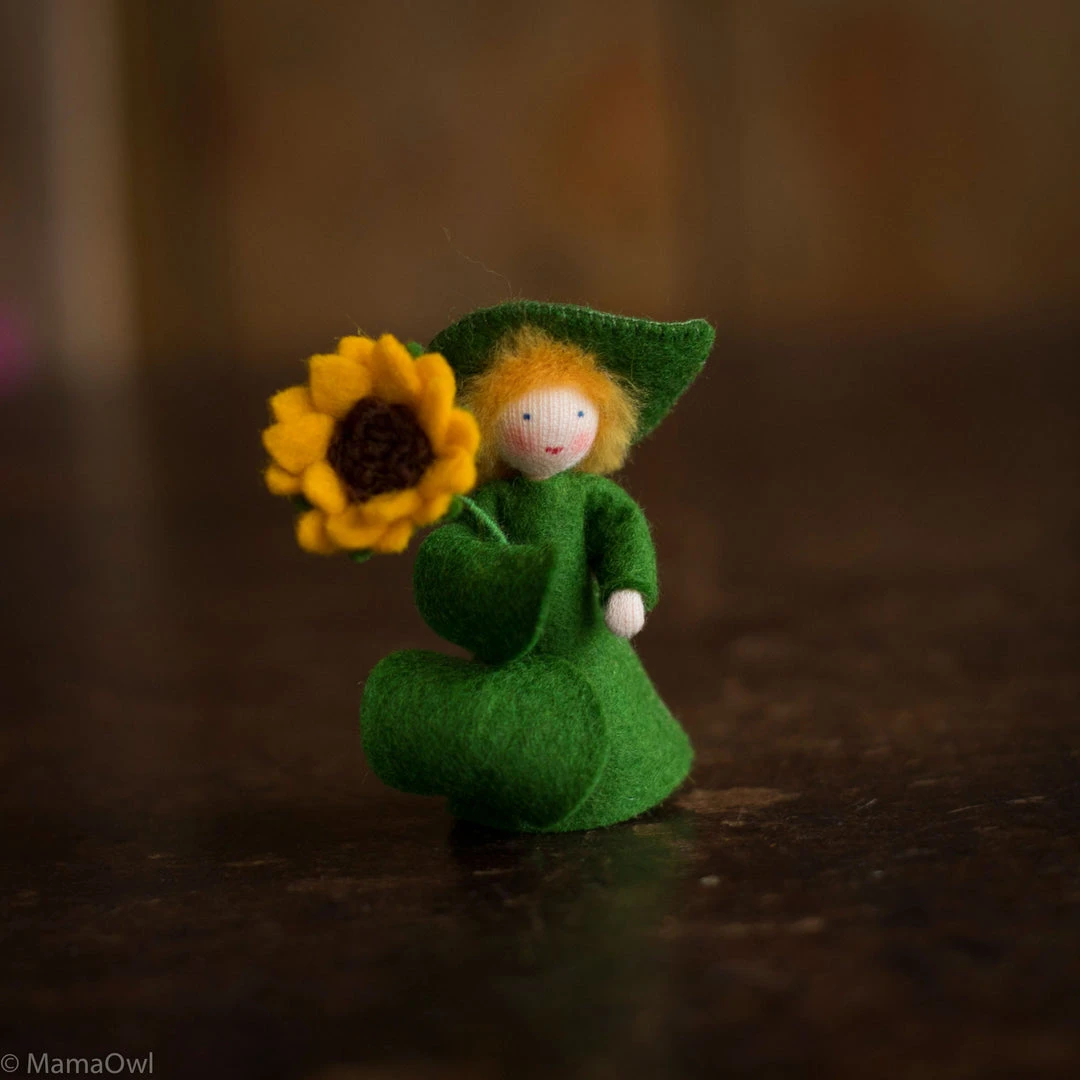 Fairies Handmade Small Wool Fairy With Flower - Sunflower Boy - White Toys
