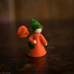 Fairies Toys Handmade Autumn Wool Flower Fairy - Chinese Lantern - White