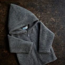 Reiff Baby Wool Organic Merino Wool Fleece Pixie Hood Jacket - Slate