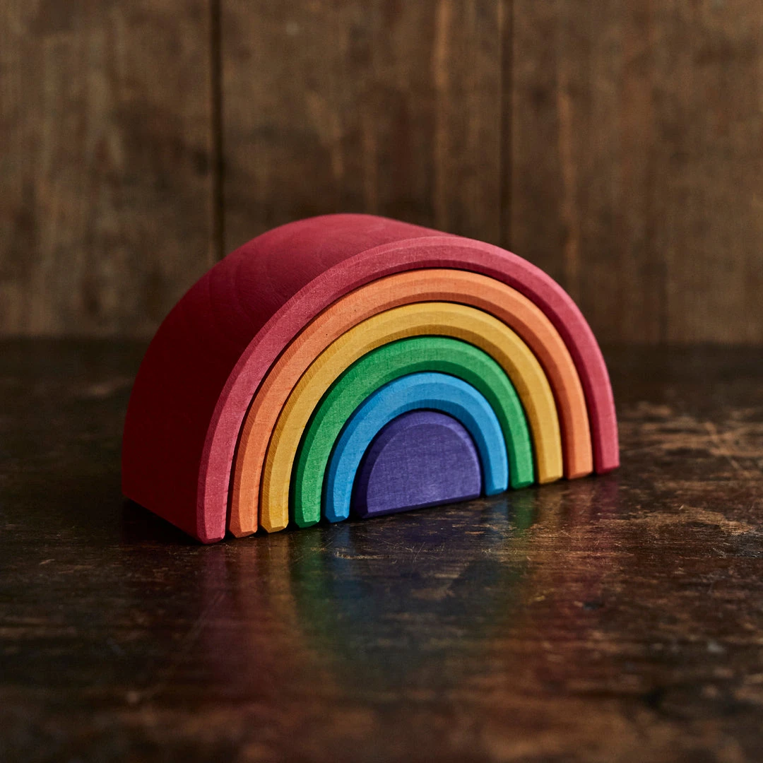 Grimms 6 Piece Wooden Rainbow - Colourful Toys