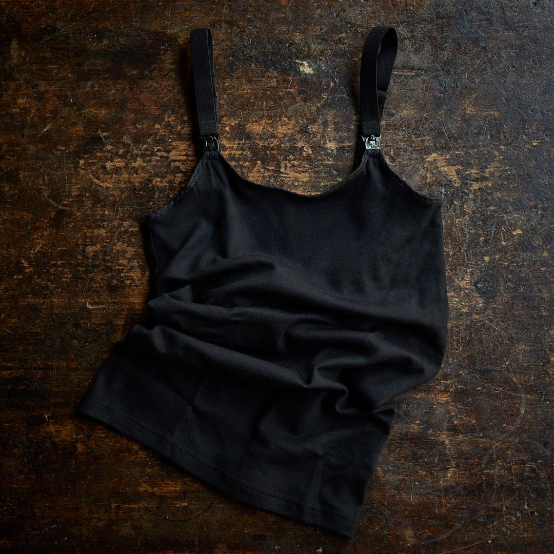 Engel Adults Women's Organic Cotton Maternity Clip Strap Top - Black