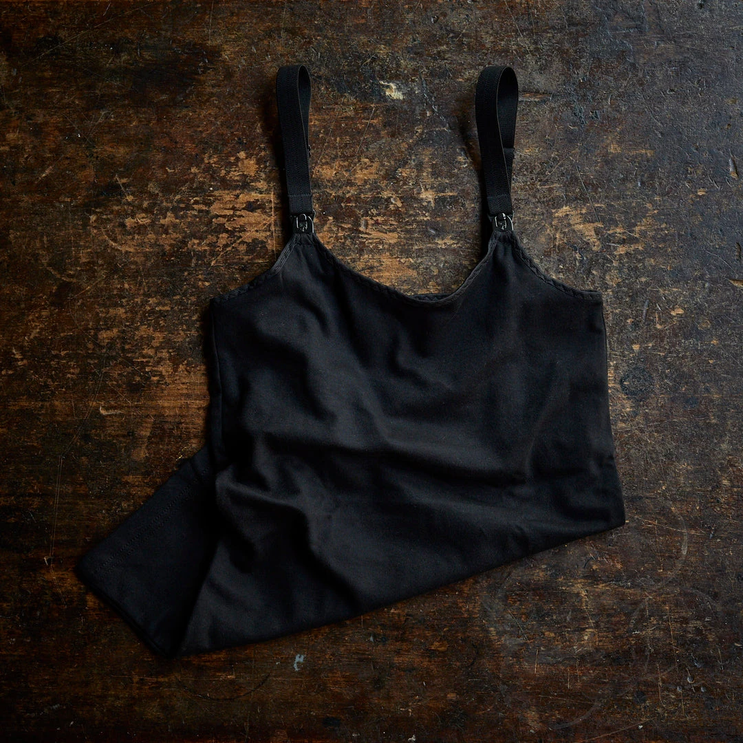 Engel Adults Women's Organic Cotton Maternity Clip Strap Top - Black