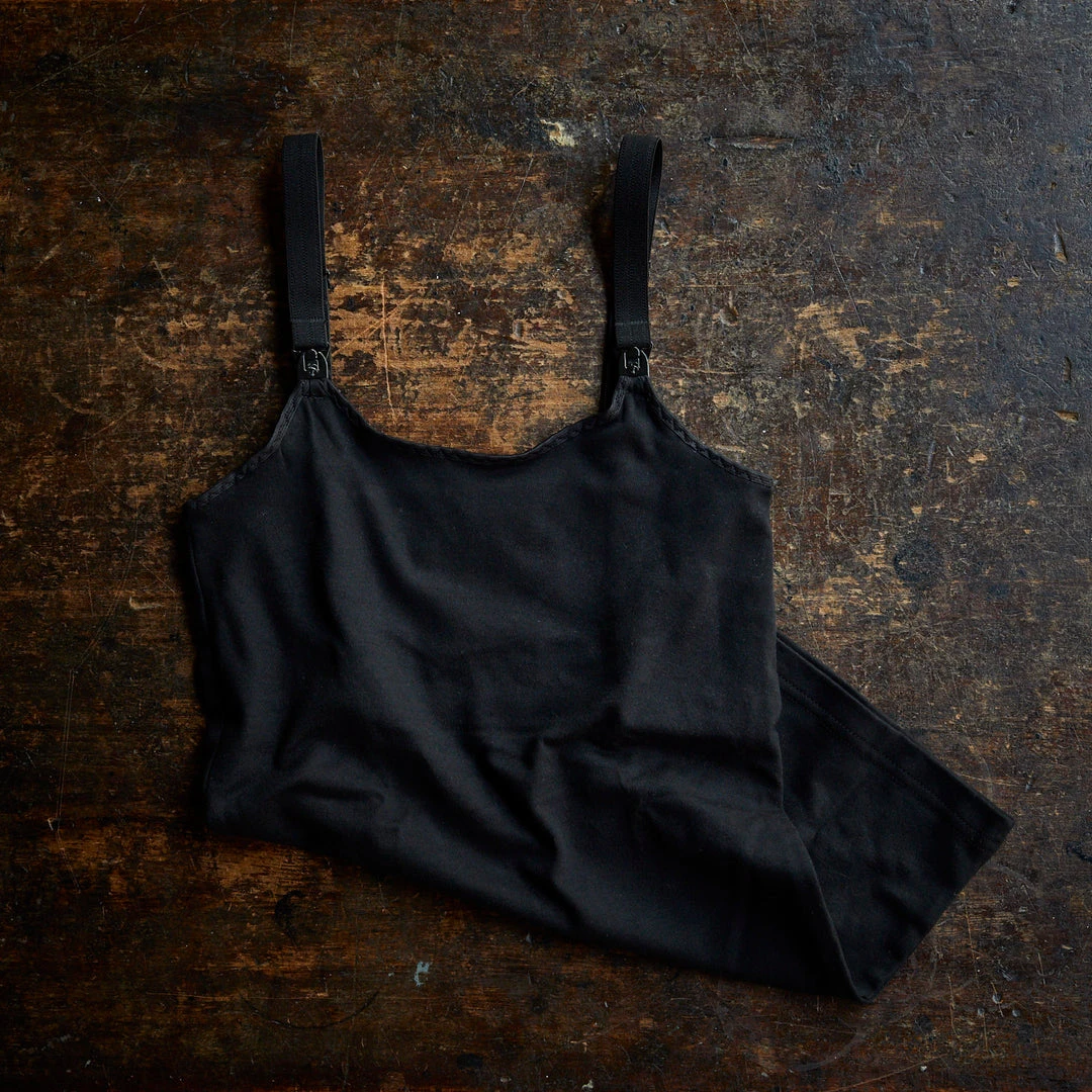 Engel Adults Women's Organic Cotton Maternity Clip Strap Top - Black