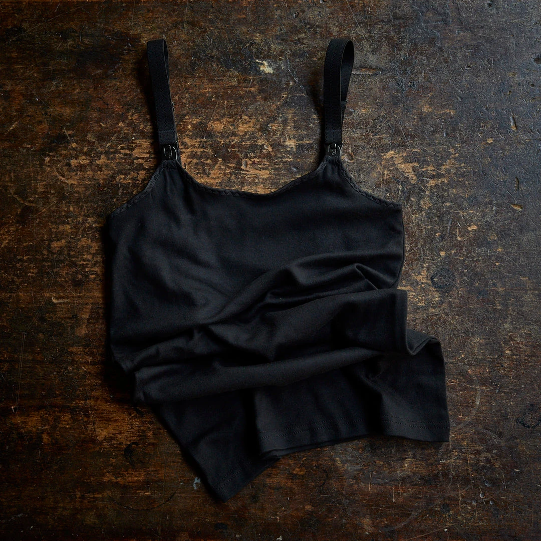 Engel Adults Women's Organic Cotton Maternity Clip Strap Top - Black