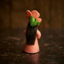 Fairies Toys Handmade Wool Fairy With Flower Headdress - Camellia Japonica - Black
