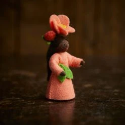 Fairies Toys Handmade Wool Fairy With Flower Headdress - Camellia Japonica - Black