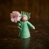 Fairies Toys Handmade Wool Fairy Holding Flower - Carnation - White