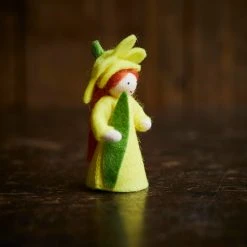 Fairies Toys Handmade Wool Fairy With Flower Headdress - Daffodil - White