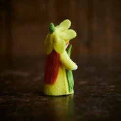 Fairies Toys Handmade Wool Fairy With Flower Headdress - Daffodil - White