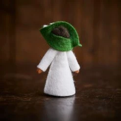 Fairies Toys Handmade Wool Fairy With Flower Headdress - Lilly Of The Valley - Brown