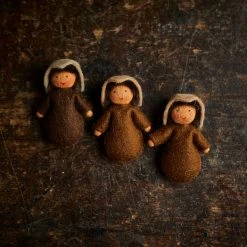 Fairies Handmade Wool Seed Babies - Set Of 3 - Brown
