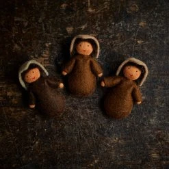 Fairies Handmade Wool Seed Babies - Set Of 3 - Brown
