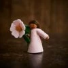 Fairies Handmade Wool Fairy Holding Flower - Sweet Briar - Brown