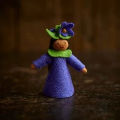 Fairies Handmade Wool Fairy With Flower Headdress - Violet - Brown Toys