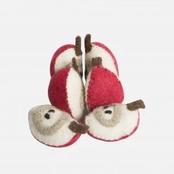 Papoose Toys Felted Wool Fruit Apple - Set Of 6 Pieces