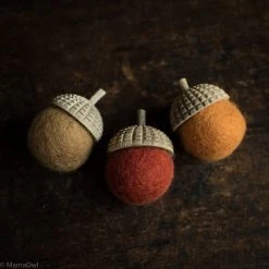 Papoose Toys Felted Wool Acorns Set Of 3 - Natural