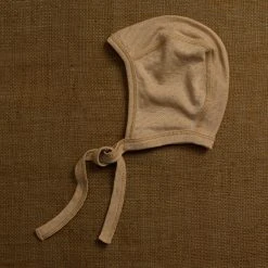 SISKIN Baby Wool Merino Wool/Silk Pointelle Bonnet - Caramel