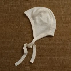 SISKIN Merino Wool/Silk Pointelle Bonnet - Pearl Baby Wool