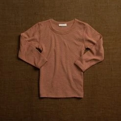 SISKIN Kids Wool Merino Wool/Silk Pointelle Long Sleeve Top - Rosewood